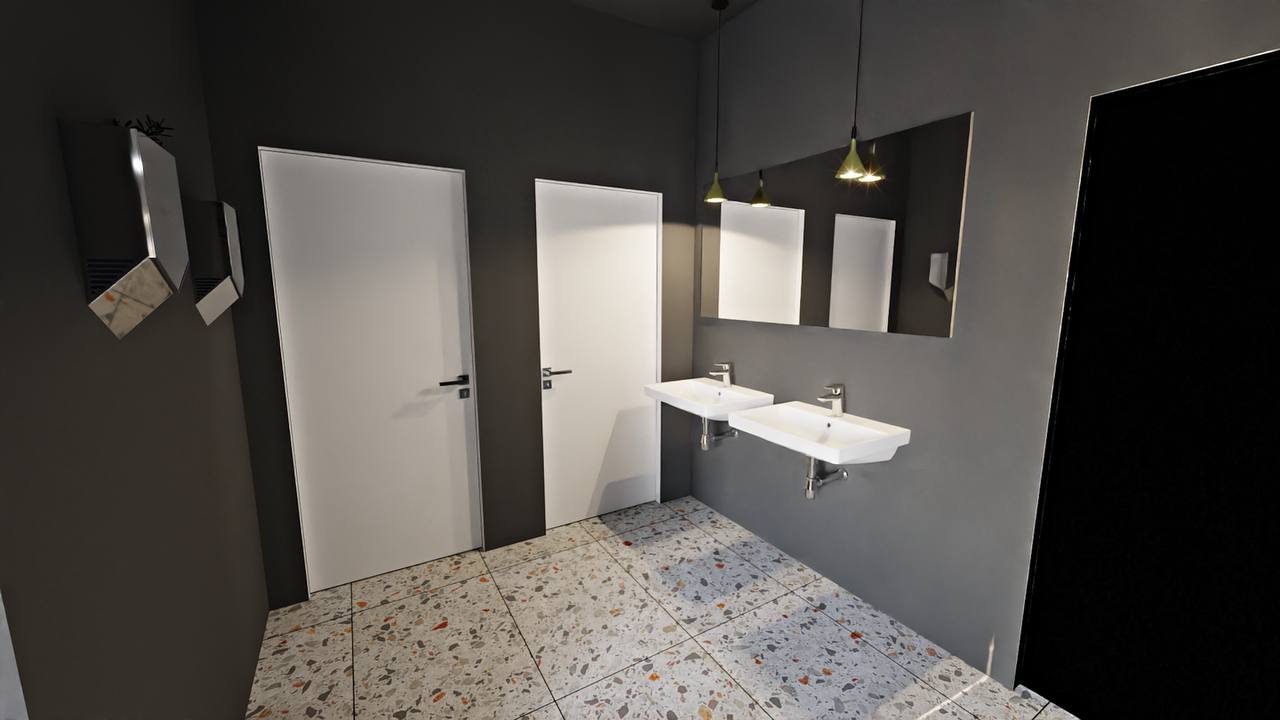 Санузел в кафе 12м²